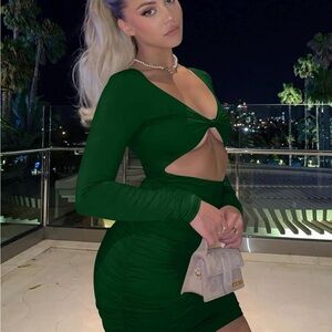 Elegant Black and Green Mini Dress